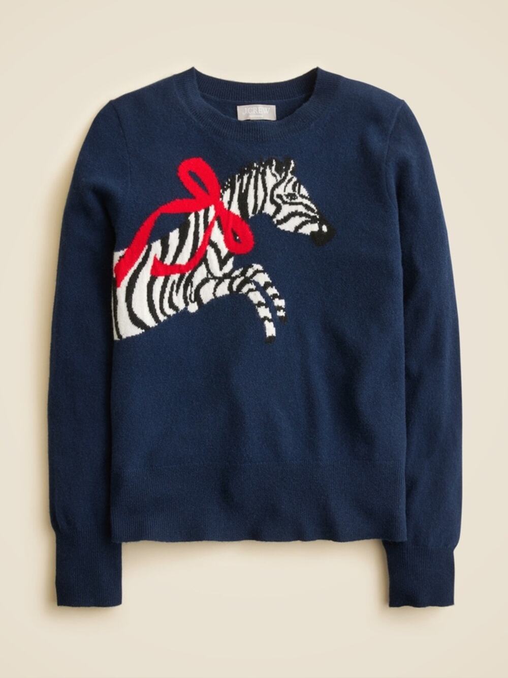 J.Crew Cashmere classic-fit crewneck sweater in zebra intarsia CO586